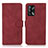 Leather Case Stands Flip Cover Holder D08Y for Oppo A74 4G Red