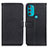 Leather Case Stands Flip Cover Holder D09Y for Motorola Moto G71 5G Black