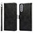 Leather Case Stands Flip Cover Holder D10T for Samsung Galaxy S22 Plus 5G Black