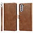 Leather Case Stands Flip Cover Holder D10T for Samsung Galaxy S22 Plus 5G Brown