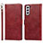 Leather Case Stands Flip Cover Holder D10T for Samsung Galaxy S22 Plus 5G Red