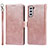 Leather Case Stands Flip Cover Holder D10T for Samsung Galaxy S22 Plus 5G Rose Gold