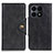 Leather Case Stands Flip Cover Holder D10Y for Huawei Honor X8a 4G Black