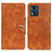 Leather Case Stands Flip Cover Holder D10Y for Motorola Moto E13 Brown