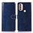 Leather Case Stands Flip Cover Holder D10Y for Motorola Moto E20 Blue