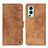 Leather Case Stands Flip Cover Holder D10Y for OnePlus Nord 2 5G Brown