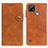 Leather Case Stands Flip Cover Holder D10Y for Realme C21 Brown