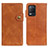 Leather Case Stands Flip Cover Holder D10Y for Realme V13 5G Brown