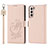 Leather Case Stands Flip Cover Holder D11T for Samsung Galaxy S21 Plus 5G Pink