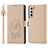 Leather Case Stands Flip Cover Holder D11T for Samsung Galaxy S23 Plus 5G Gold