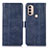 Leather Case Stands Flip Cover Holder D11Y for Motorola Moto E30 Blue