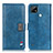 Leather Case Stands Flip Cover Holder D11Y for Realme C21 Blue