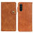 Leather Case Stands Flip Cover Holder D11Y for Sony Xperia 10 III Lite Brown