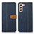 Leather Case Stands Flip Cover Holder D14T for Samsung Galaxy S23 Plus 5G Blue