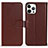 Leather Case Stands Flip Cover Holder DL1 for Apple iPhone 13 Pro Max Brown