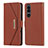 Leather Case Stands Flip Cover Holder DT1 for Sony Xperia 5 III SO-53B Brown