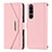 Leather Case Stands Flip Cover Holder DT1 for Sony Xperia 5 III SO-53B Pink