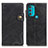 Leather Case Stands Flip Cover Holder DY01 for Motorola Moto G71 5G Black