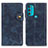 Leather Case Stands Flip Cover Holder DY01 for Motorola Moto G71 5G Blue