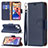 Leather Case Stands Flip Cover Holder for Apple iPhone 13 Blue