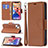 Leather Case Stands Flip Cover Holder for Apple iPhone 13 Brown