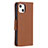 Leather Case Stands Flip Cover Holder for Apple iPhone 13 Brown