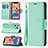 Leather Case Stands Flip Cover Holder for Apple iPhone 13 Pro Cyan