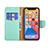 Leather Case Stands Flip Cover Holder for Apple iPhone 13 Pro Cyan