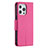 Leather Case Stands Flip Cover Holder for Apple iPhone 13 Pro Hot Pink