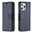 Leather Case Stands Flip Cover Holder for Apple iPhone 13 Pro Max Navy Blue