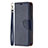 Leather Case Stands Flip Cover Holder for Apple iPhone 13 Pro Navy Blue