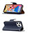 Leather Case Stands Flip Cover Holder for Apple iPhone 13 Pro Navy Blue