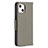 Leather Case Stands Flip Cover Holder for Apple iPhone 14 Gray