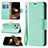 Leather Case Stands Flip Cover Holder for Apple iPhone 14 Pro Max Cyan