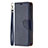 Leather Case Stands Flip Cover Holder for Apple iPhone 14 Pro Max Navy Blue