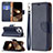 Leather Case Stands Flip Cover Holder for Apple iPhone 14 Pro Max Navy Blue