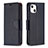 Leather Case Stands Flip Cover Holder for Apple iPhone 15 Black