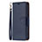 Leather Case Stands Flip Cover Holder for Apple iPhone 15 Blue