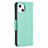 Leather Case Stands Flip Cover Holder for Apple iPhone 15 Cyan