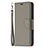 Leather Case Stands Flip Cover Holder for Apple iPhone 15 Gray