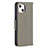 Leather Case Stands Flip Cover Holder for Apple iPhone 15 Gray