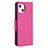 Leather Case Stands Flip Cover Holder for Apple iPhone 15 Hot Pink