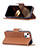 Leather Case Stands Flip Cover Holder for Apple iPhone 15 Plus Brown