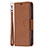 Leather Case Stands Flip Cover Holder for Apple iPhone 15 Plus Brown