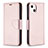 Leather Case Stands Flip Cover Holder for Apple iPhone 15 Plus Rose Gold