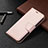 Leather Case Stands Flip Cover Holder for Apple iPhone 15 Plus Rose Gold