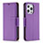 Leather Case Stands Flip Cover Holder for Apple iPhone 15 Pro Max Purple