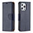 Leather Case Stands Flip Cover Holder for Apple iPhone 16 Pro Max Navy Blue