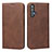 Leather Case Stands Flip Cover Holder for Huawei Nova 5T Brown