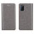 Leather Case Stands Flip Cover Holder for Oppo A52 Gray